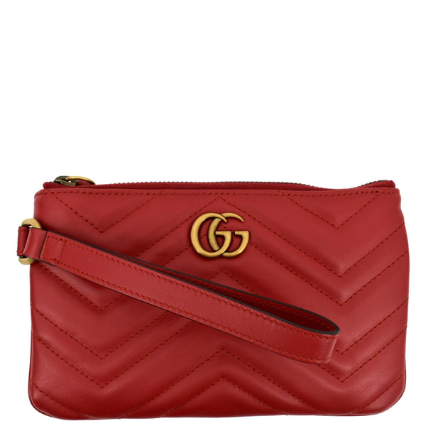Gucci GG Marmont Calfskin Wristlet Wallet Red - Front