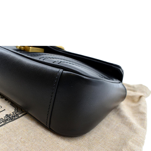 GUCCI GG Marmont Mini Leather Shoulder Bag Black 446744