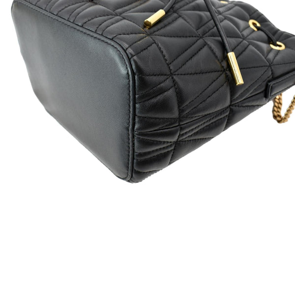 VERSACE Virtus Quilted Nappa Leather Bucket Bag Black