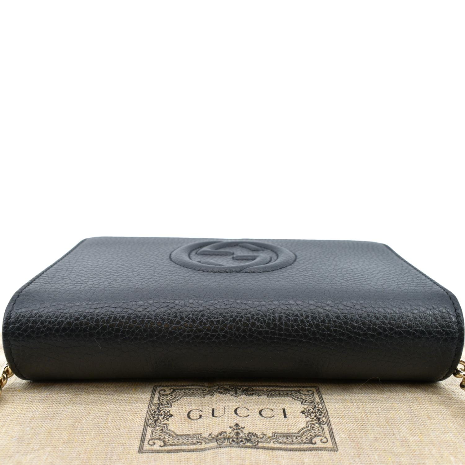 Gucci Soho Leather Wallet On Chain Crossbody Bag Black
