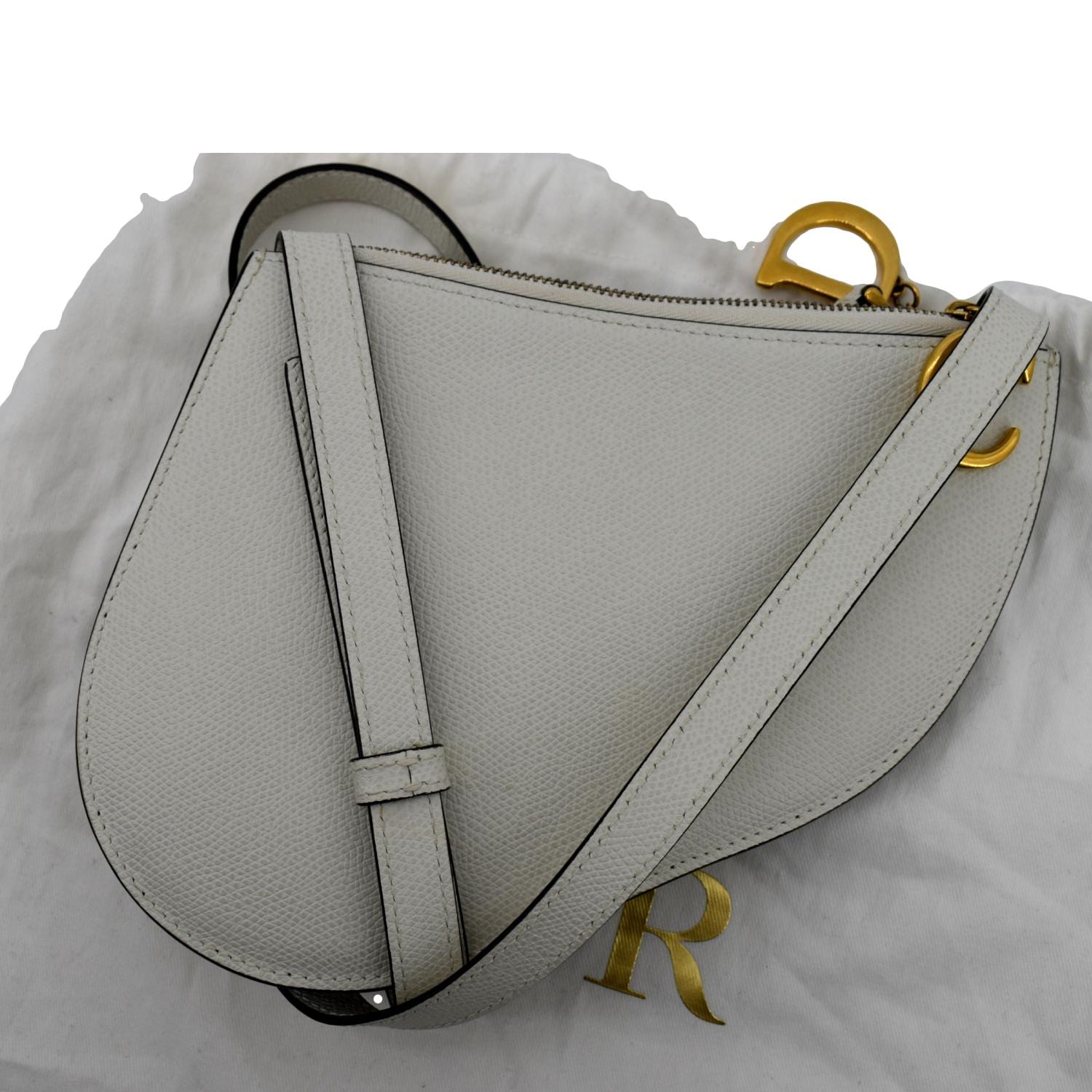Christian Dior White Textile Saddle Bag