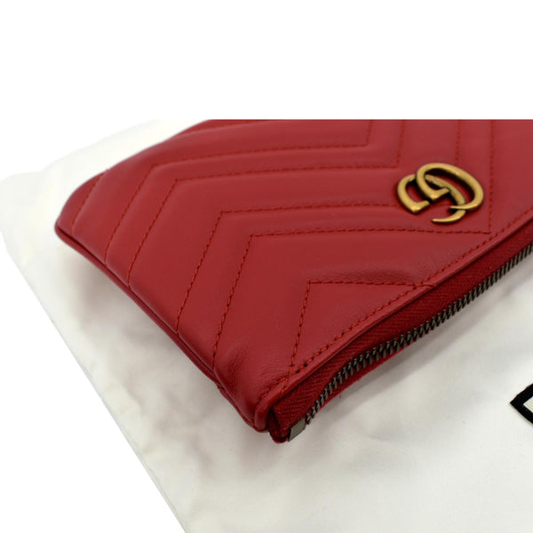 Gucci GG Marmont Calfskin Wristlet Wallet Red - Top Left