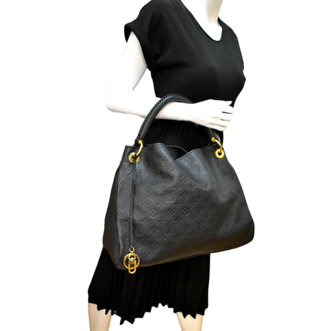 LOUIS VUITTON Artsy MM Empreinte Leather Hobo Bag Black