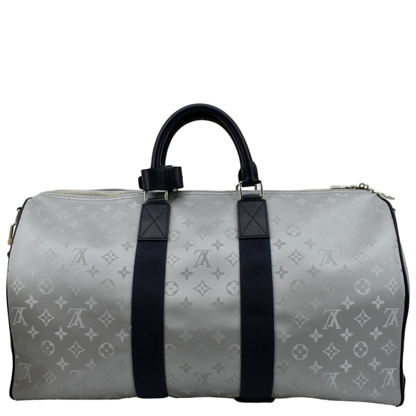 LOUIS VUITTON Satellite Keepall Bandouliere 50 Monogram Travel Bag Silver