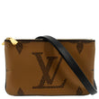 LOUIS VUITTON Double Zip Pochette Reverse Monogram Giant Crossbody Bag Brown