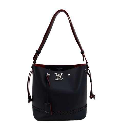 LOUIS VUITTON Lockme Bucket Calf Leather Shoulder Bag Marine Rouge