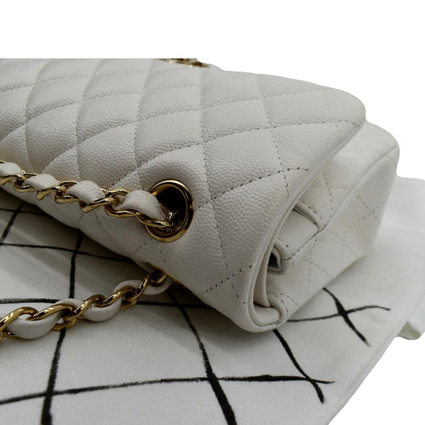 Chanel Classic Double Flap Caviar Leather Shoulder Bag - Left Side