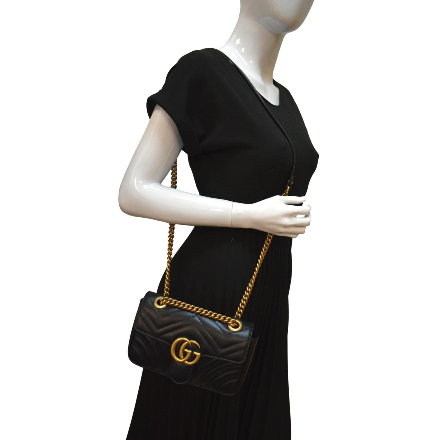 Mini Quilted Shoulder Bag - Black