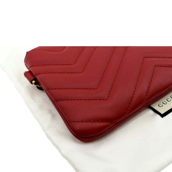 Gucci GG Marmont Calfskin Wristlet Wallet Red - Bottom Left