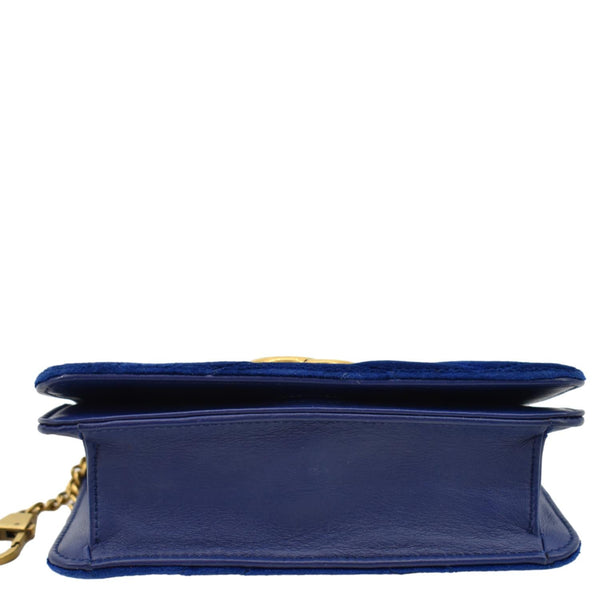 GUCCI Marmont GG Mini Velvet Matelasse Crossbody Bag Blue 488426