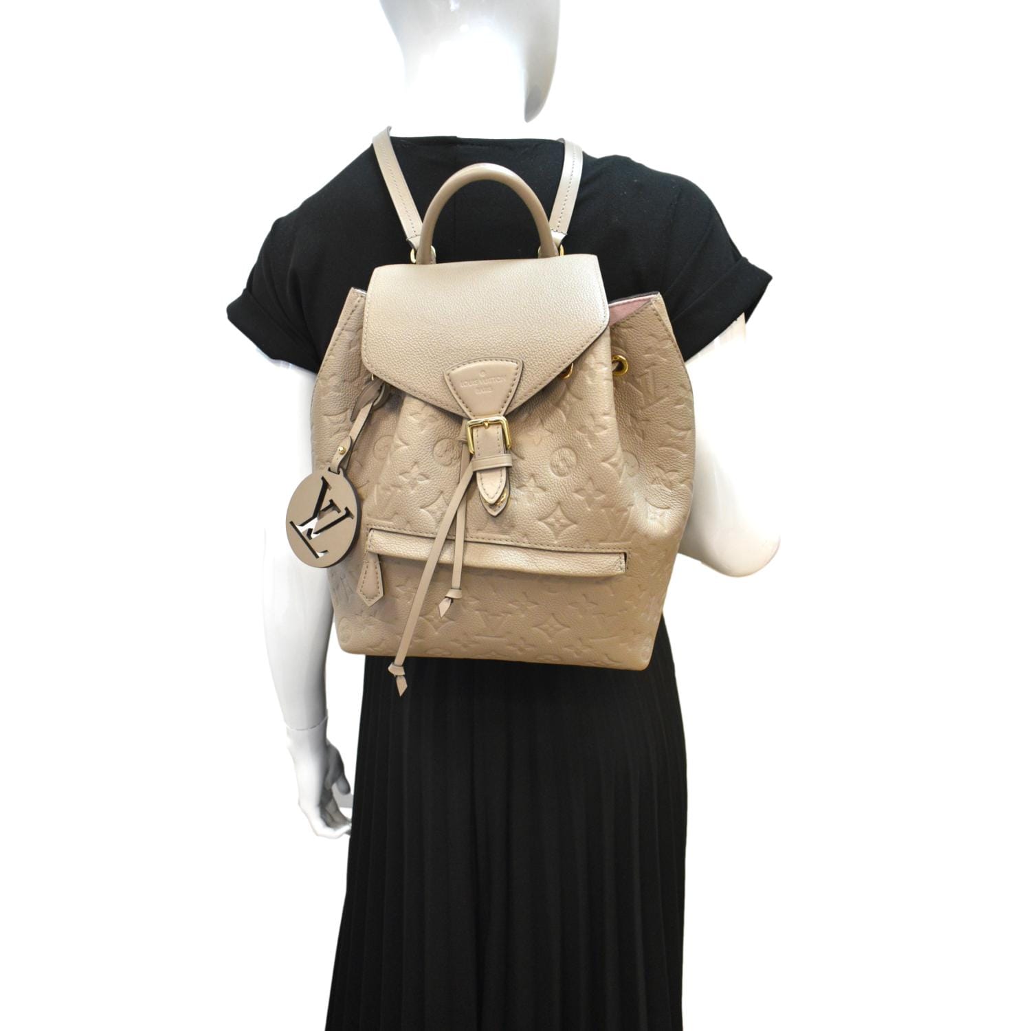 cream louis vuitton backpack LOUIS VUITTON Montsouris Monogram Empreinte Leather Backpack Beige