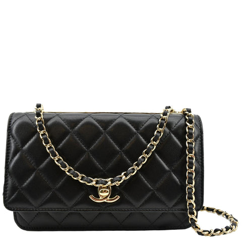 CHANEL Trendy CC Woc Lambskin Leather Crossbody Bag Black