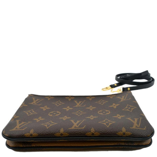 LOUIS VUITTON Double Zip Pochette Reverse Monogram Giant Crossbody Bag Brown