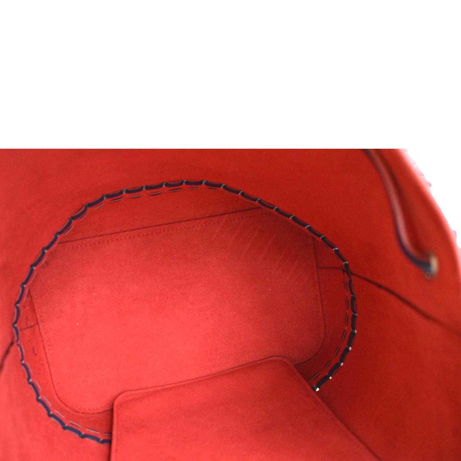 Louis Vuitton Marine Rouge Leather Lockme Bucket Bag - Yoogi's Closet