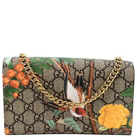 GUCCI Tian GG Supreme Canvas Chain Wallet Beige 424851