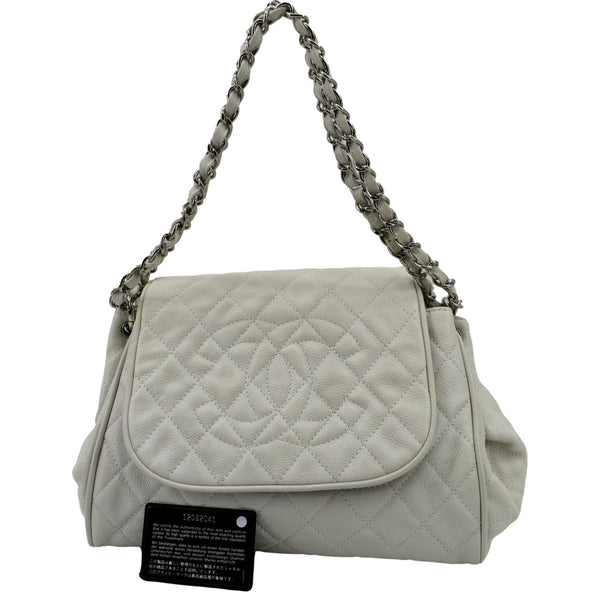 Chanel Timeless Accordion Flap Caviar Leather Bag White - Product
