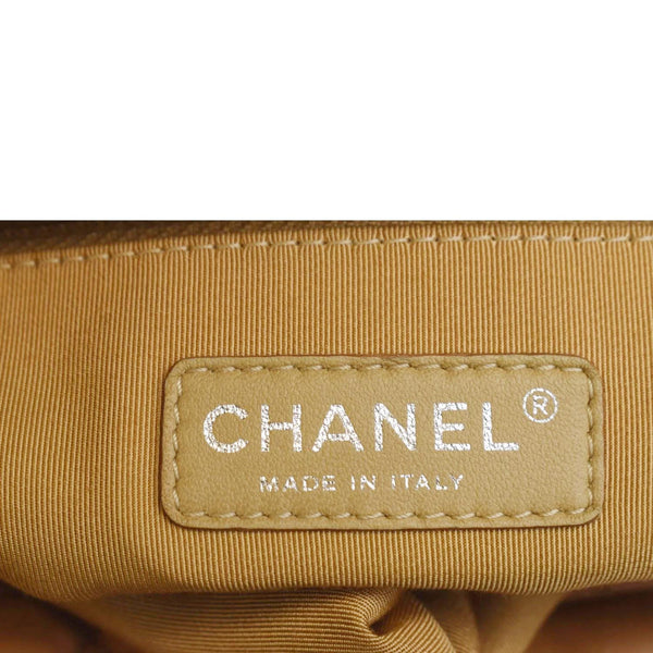 CHANEL Chain Around Quilted Lambskin Leather Hobo Bag Beige