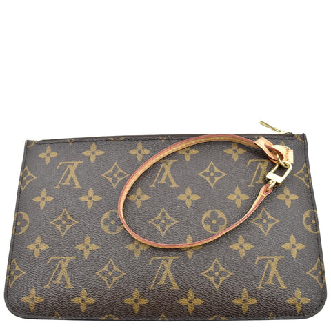 LOUIS VUITTON  Neverfull Monogram Canvas Pochette Wristlet Pouch Brown