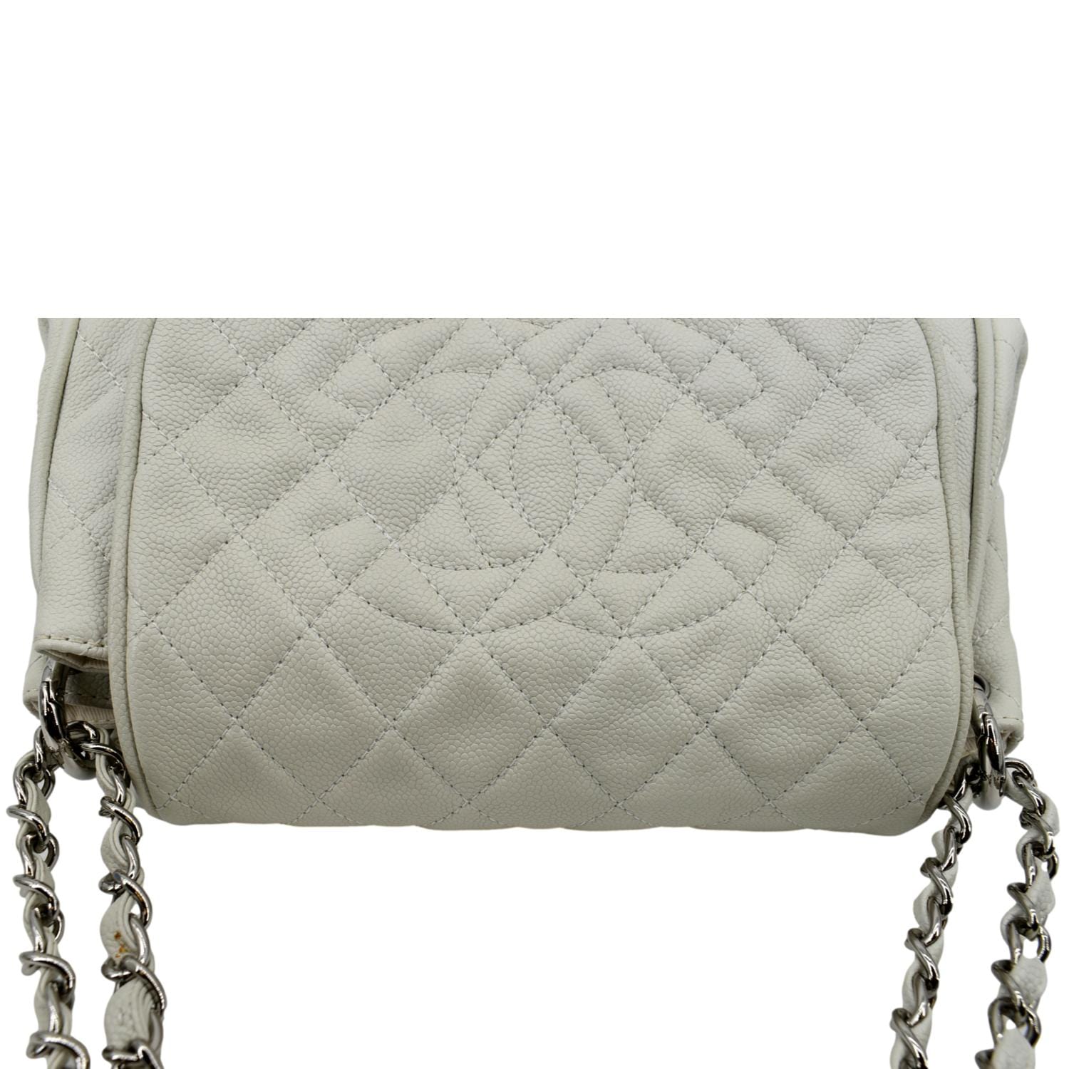 Chanel Timeless Accordion Flap Caviar Leather Bag White