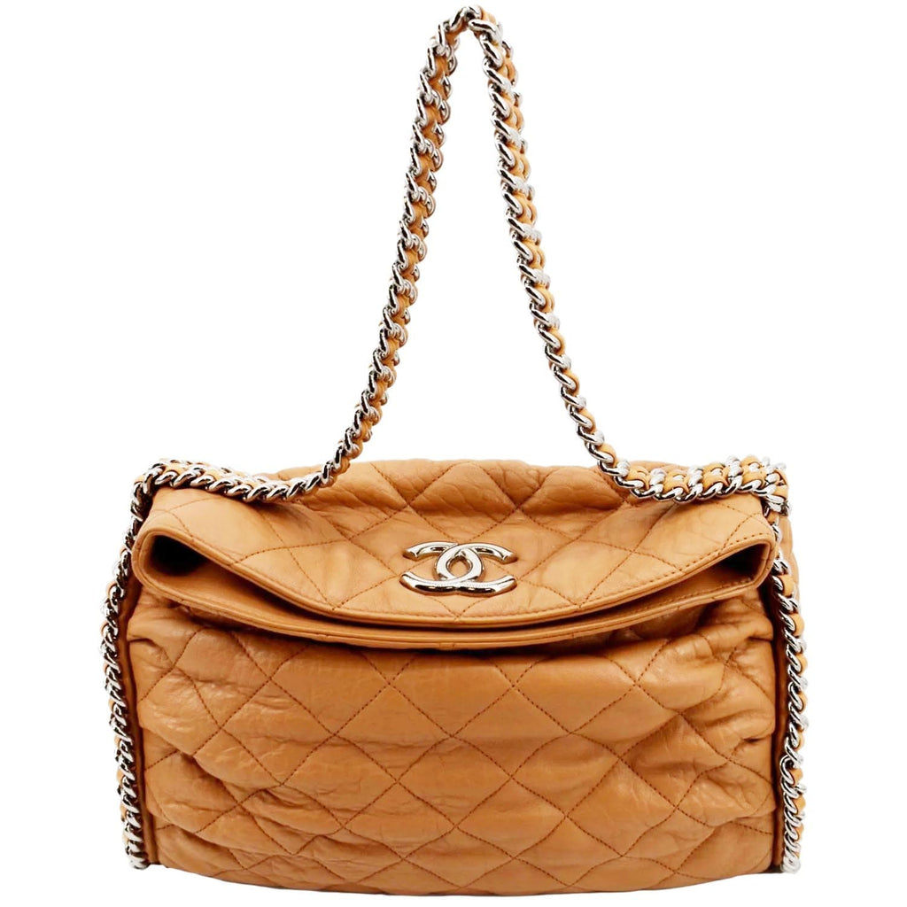 CHANEL Lambskin Quilted All About Chains Hobo Black 1310041
