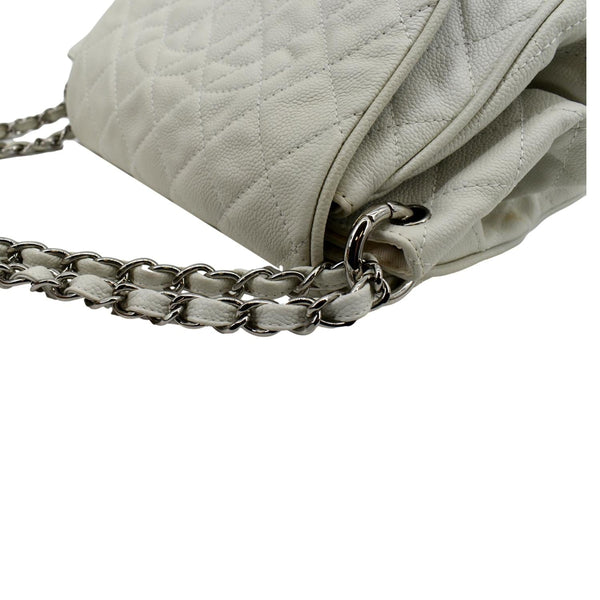 Chanel Timeless Accordion Flap Caviar Leather Bag White - Left Top