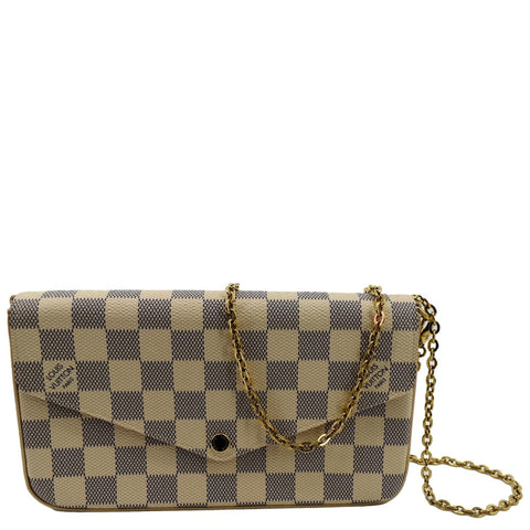 LOUIS VUITTON Felicie Pochette Damier Azur Crossbody Bag White