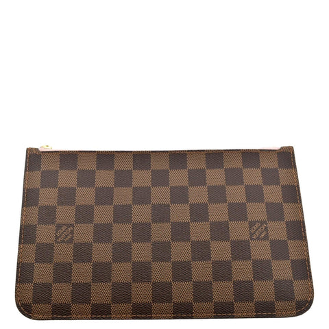 LOUIS VUITTON Neverfull Damier Ebene Pochette Wristlet Pouch Brown