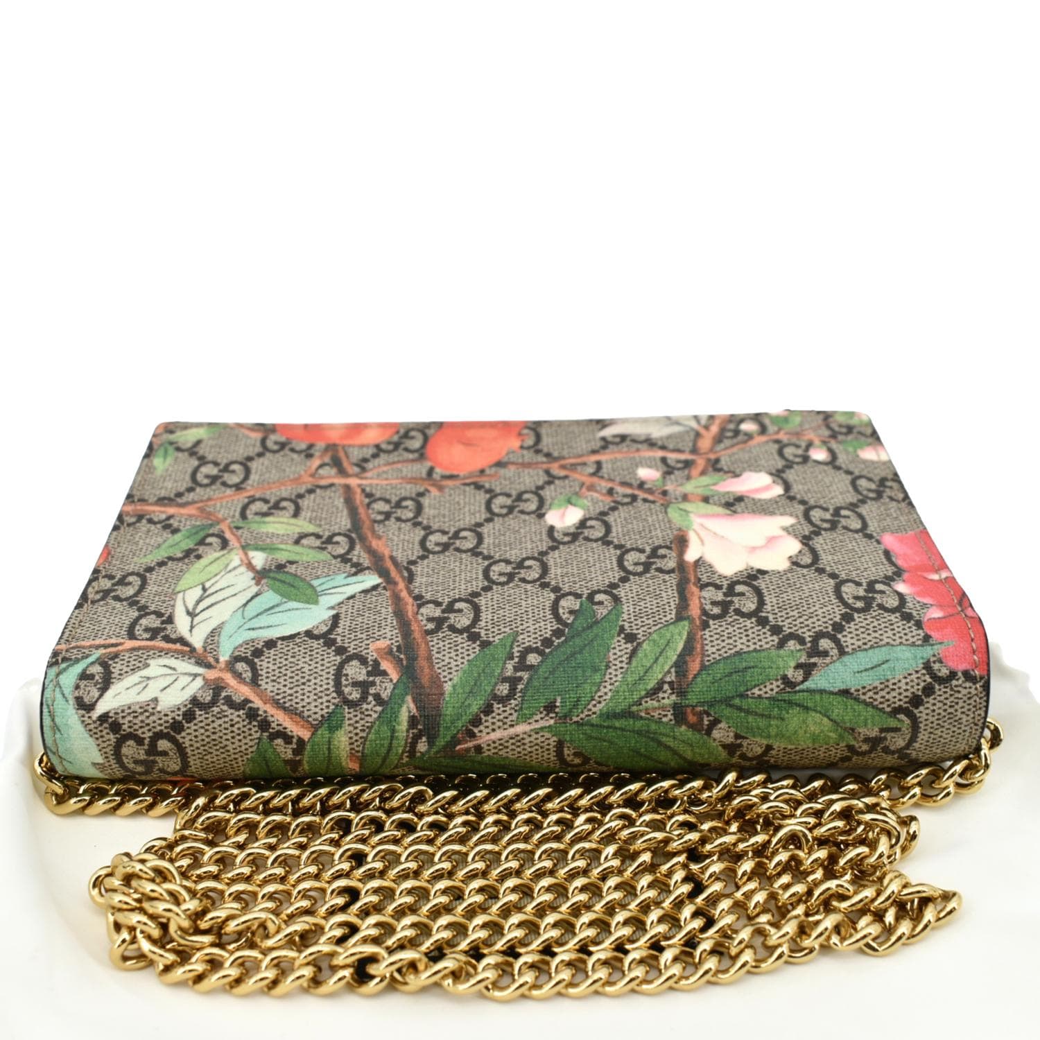 GUCCI Tian GG Supreme Canvas Chain Wallet Beige 424851