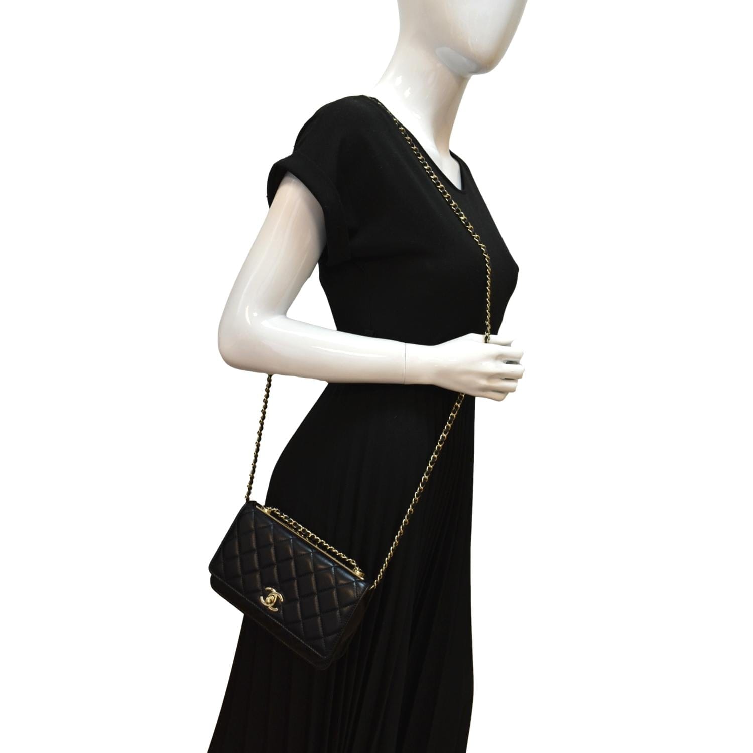 Chanel 19 Handbag Medium Black Quilted Lambskin Leather Crossbody