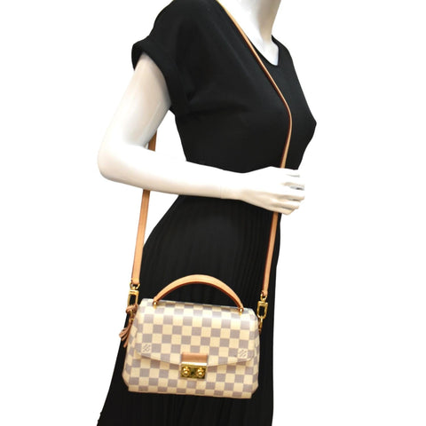 LOUIS VUITTON Croisette Damier Azur Satchel Crossbody Bag White