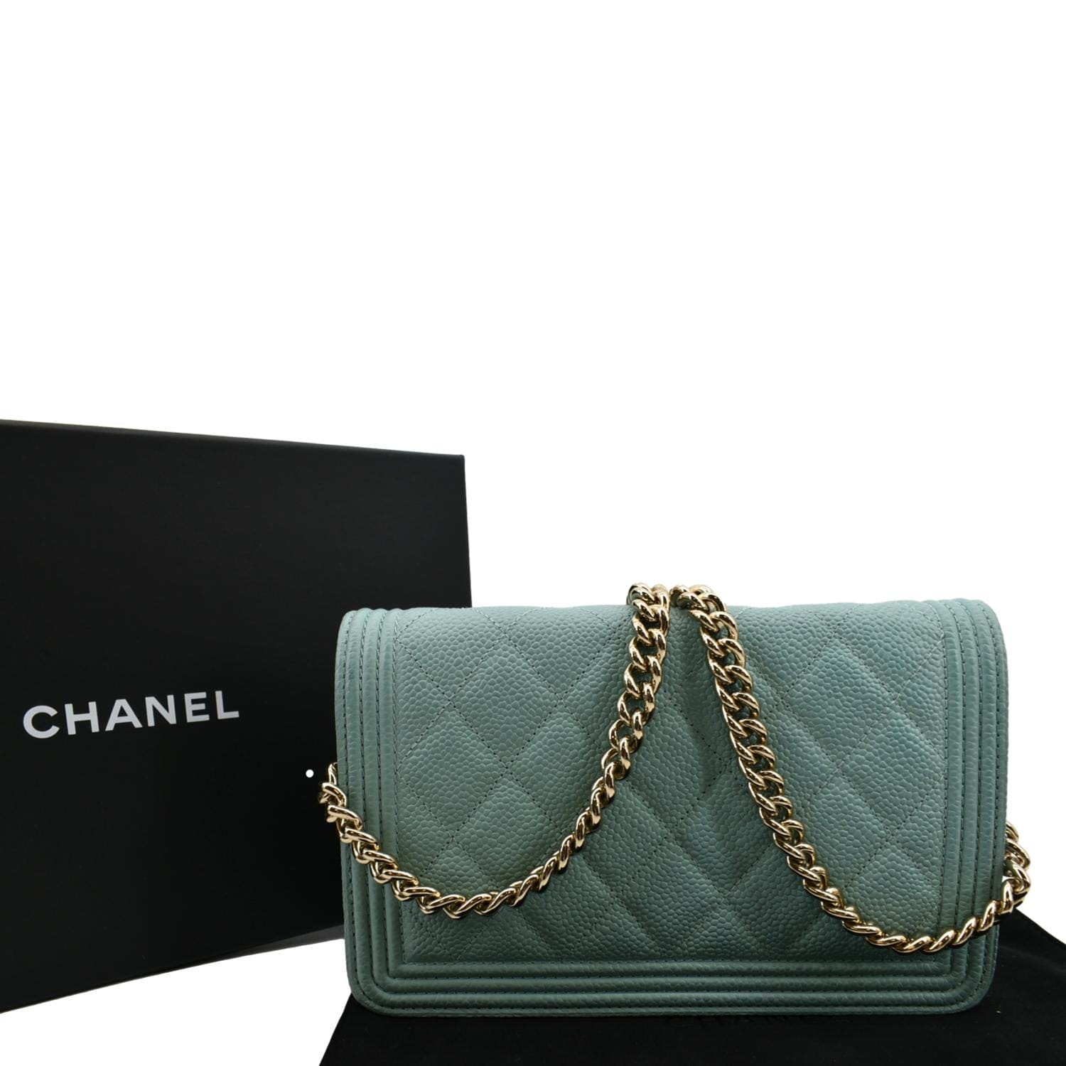 Chanel Caviar Leather Classic Card Holder Light Green