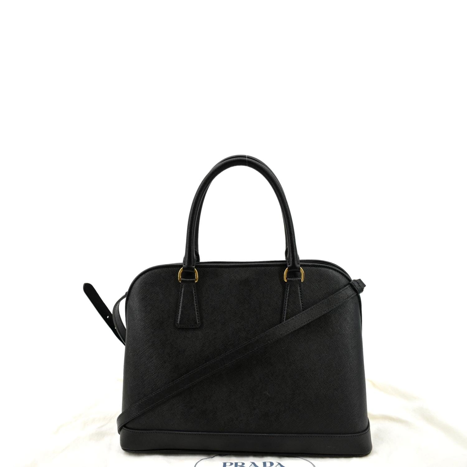Prada Black Saffiano Lux Leather Medium Promenade Bag at 1stDibs