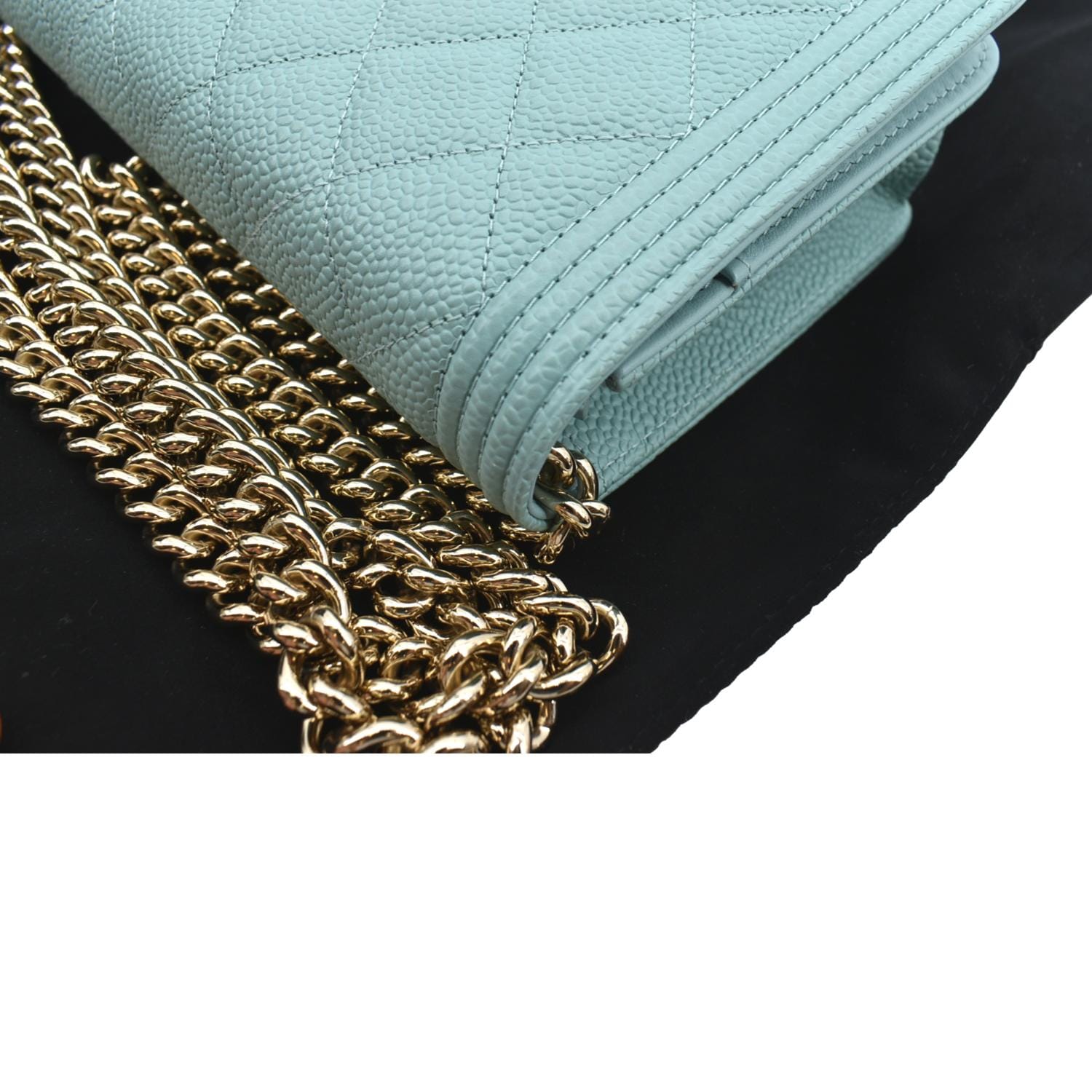 22S Light Blue Caviar Quilted Wallet On Chain (WOC)