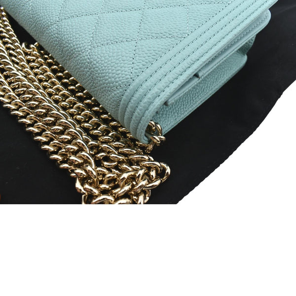 Chanel Boy Woc Caviar Leather Wallet On Clutch Bag - Left Side