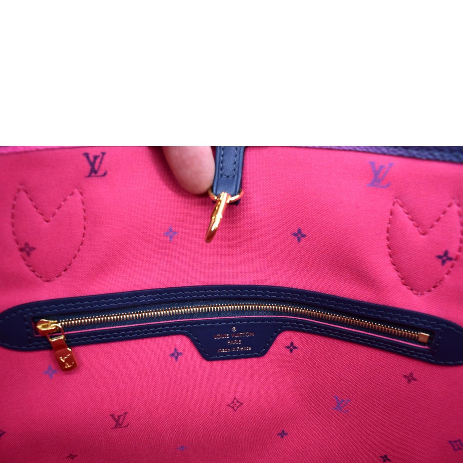Auth Louis Vuitton Monogram Neverfull MM Tote Bag Fuchsia M40996