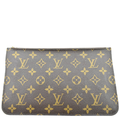 LOUIS VUITTON Neverfull Monogram Canvas Pochette Wristlet Pouch Brown