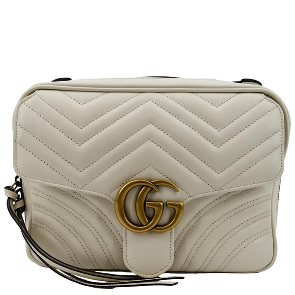 GUCCI Marmont Small Matelasse Leather Top Handle Shoulder Bag White 498100  - Hot Deals