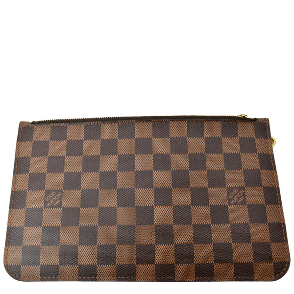 LOUIS VUITTON Neverfull Damier Ebene Pochette Wristlet Pouch Brown
