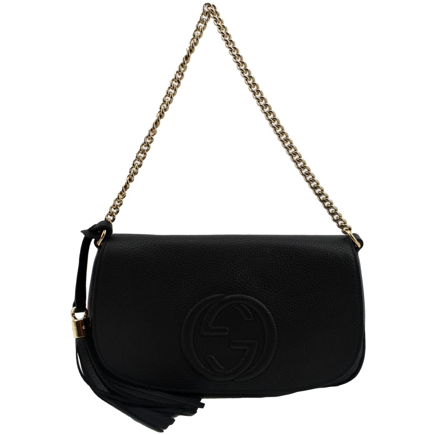 Gucci Soho GG Flap Leather Chain Shoulder Bag - Front