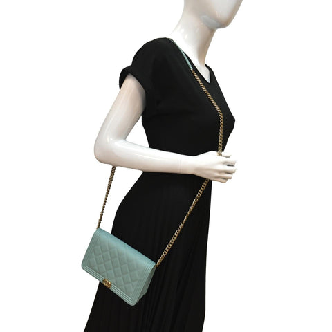 Chanel Boy Woc Caviar Leather Wallet On Clutch Bag - Full View