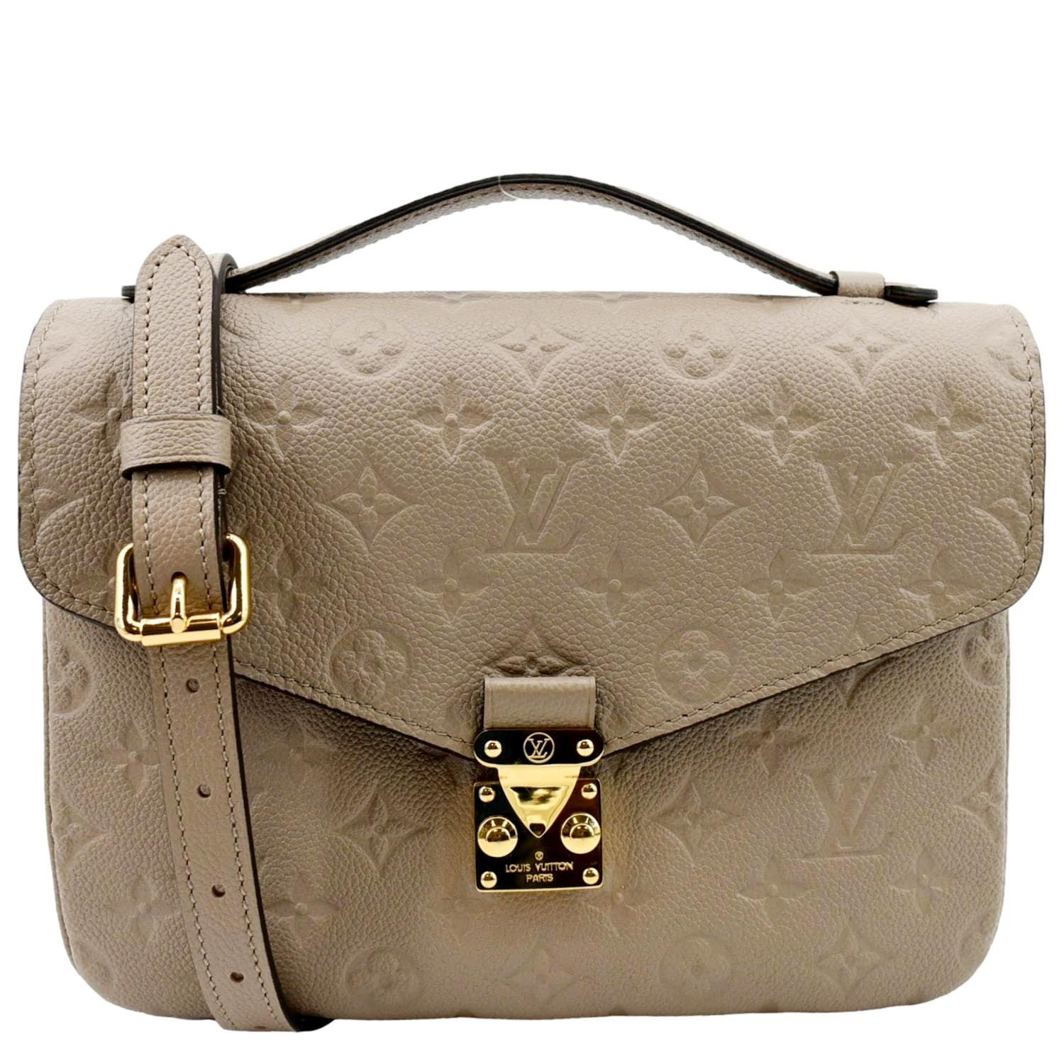 LOUIS VUITTON Metis Pochette Empreinte Leather Crossbody Bag Tourterelle