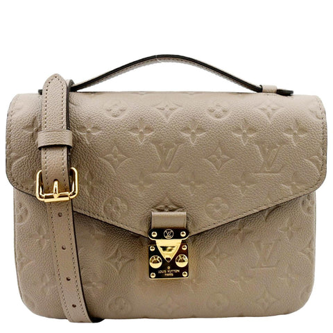 LOUIS VUITTON Metis Pochette Empreinte Leather Crossbody Bag Tourterelle