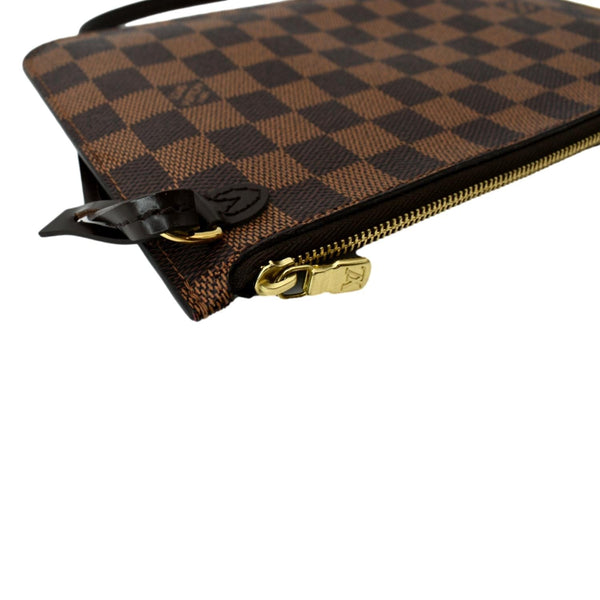 LOUIS VUITTON Neverfull Damier Ebene Pochette Wristlet Pouch Brown