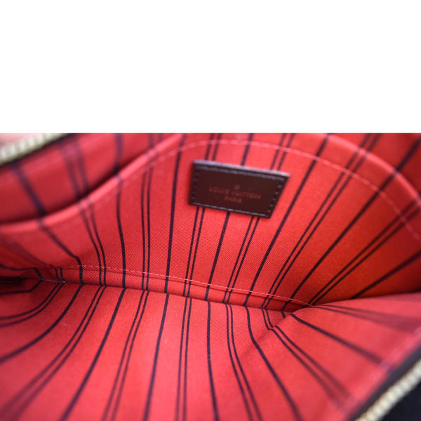 LOUIS VUITTON Neverfull Damier Ebene Pochette Wristlet Pouch Brown