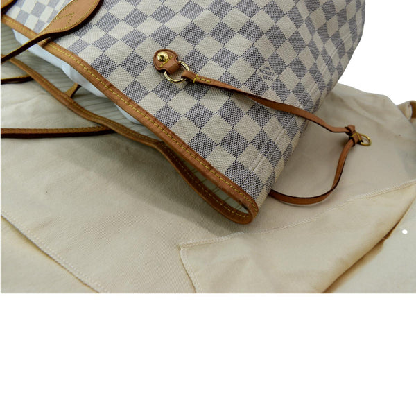 LOUIS VUITTON Neverfull GM Damier Azur Tote Shoulder Bag White