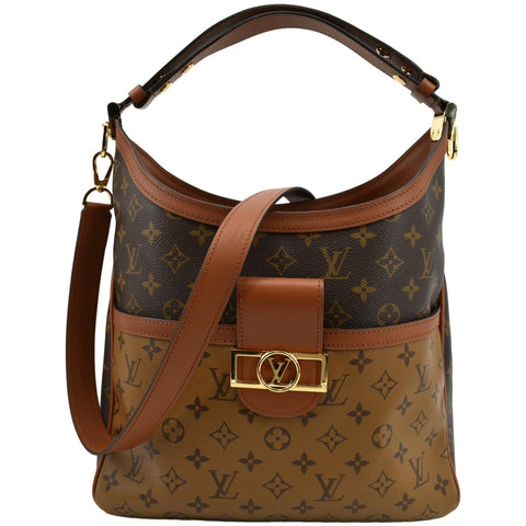 LOUIS VUITTON Dauphine Monogram Reverse Canvas Hobo Shoulder Bag Brown