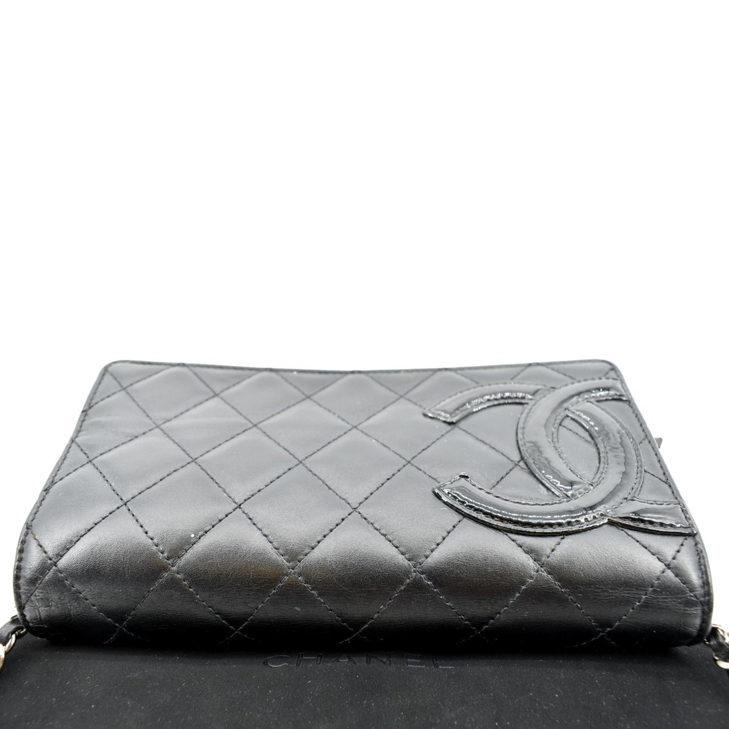 Authentic CHANEL Cambon Line Bifold Wallet Leather Black