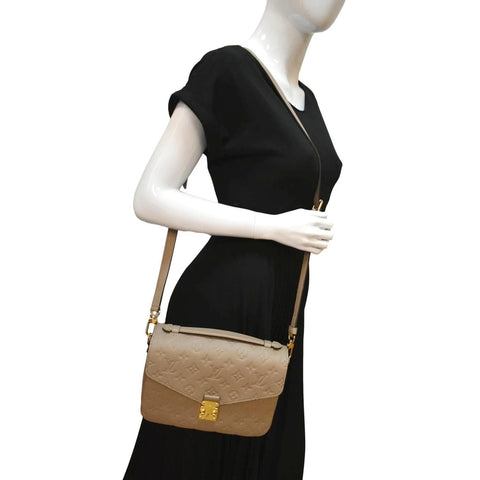 LOUIS VUITTON Metis Pochette Empreinte Leather Crossbody Bag Tourterelle