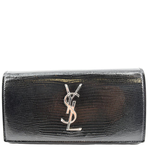 Yves Saint Laurent Embossed Leather Wallet Black
