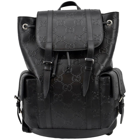GUCCI GG Embossed Leather Backpack ‎Black 625770